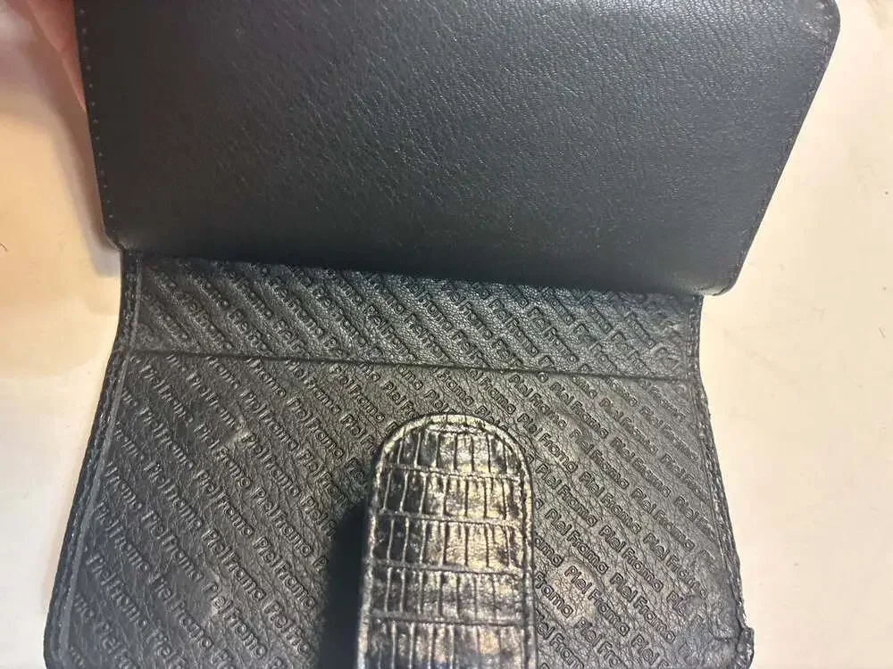 Piel Frama Black Croco Embossed Leather Wallet Phone Case